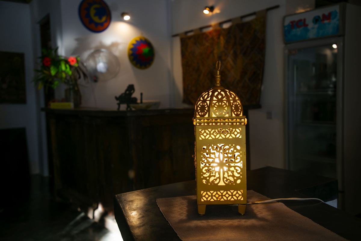 Lantern light in the Aurora By Night dining space